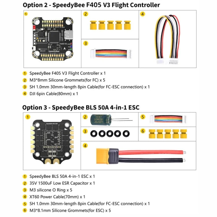 Barómetro Lipo 3-6S para drone RC, ESC SpeedyBee BLS 50A 4 em 1