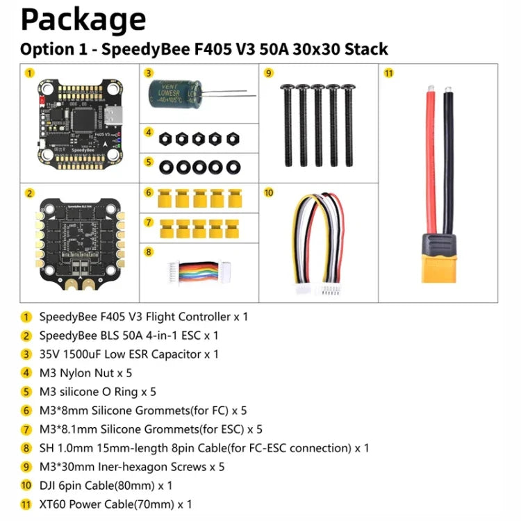 Barómetro Lipo 3-6S para drone RC, ESC SpeedyBee BLS 50A 4 em 1