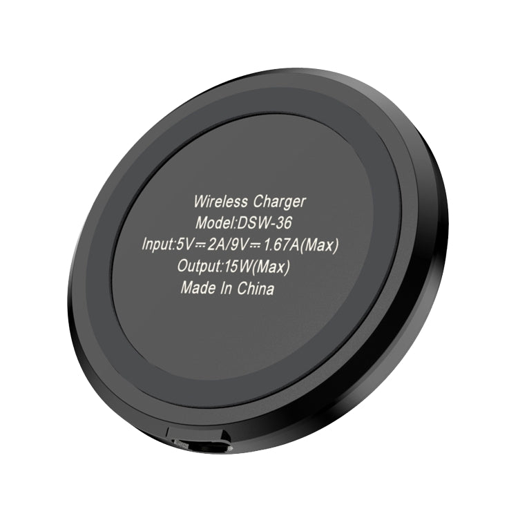 DSW-36B Carregador Sem Fios Mini para Telemóvel, Carregamento Rápido 15W Tipo-C Redondo QI, DSW-36B