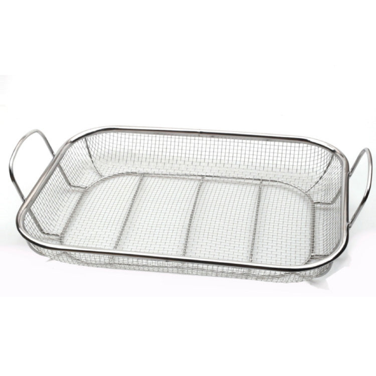 Cesto Quadrado para Churrasco em Aço Inoxidável com Cabo Elevado e Proteção Anti-Queimaduras, 42,5x28x10,5