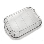 Cesto Quadrado para Churrasco em Aço Inoxidável com Cabo Elevado e Proteção Anti-Queimaduras, 42,5x28x10,5