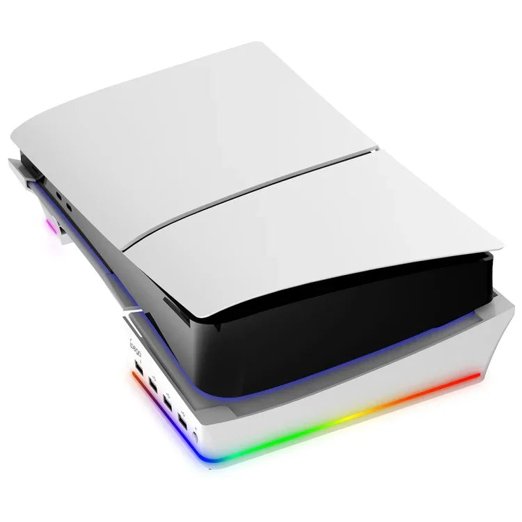Suporte horizontal com luz RGB e 4 HUBs USB para Sony PS5 Slim IPEGA PG-P5S021, branco