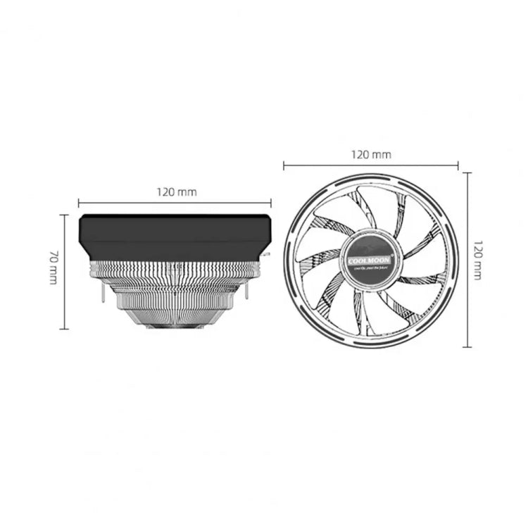 Cooler de CPU COOLMOON para Computador de Secretária com Mudança Automática de Cor Multi-Plataforma Ventoinha Silenciosa, CM-BF-RGB