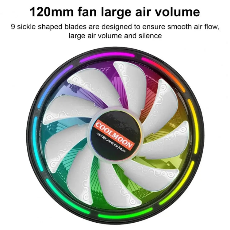 Cooler de CPU COOLMOON para Computador de Secretária com Mudança Automática de Cor Multi-Plataforma Ventoinha Silenciosa, CM-BF-RGB
