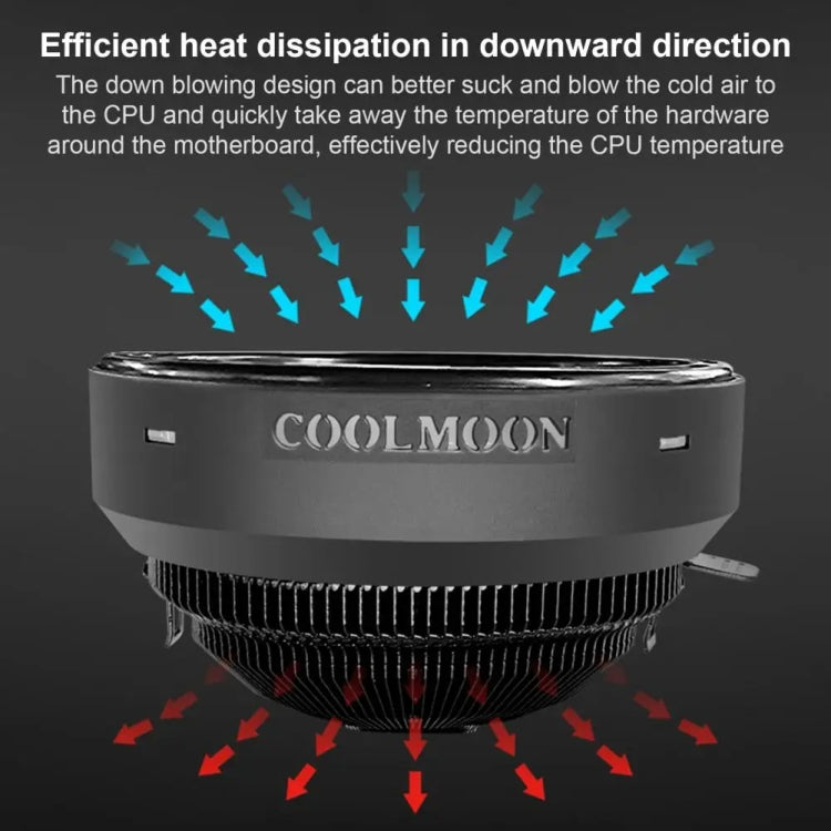 Cooler de CPU COOLMOON para Computador de Secretária com Mudança Automática de Cor Multi-Plataforma Ventoinha Silenciosa, CM-BF-RGB