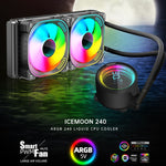 Cooler de CPU com Arrefecimento Líquido Integrado COOLMOON CM-YM-240T Edição Digital ARGB com Lente e Display de Temperatura, CM-YM-240T