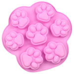 Molde de Silicone para Bolo com 7 Células de Patas de Gato Pequenas e Grandes, Moldes para Sabonete Artesanal DIY com Óleo Essencial, Rosa, Azul Claro