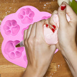 Molde de Silicone para Bolo com 7 Células de Patas de Gato Pequenas e Grandes, Moldes para Sabonete Artesanal DIY com Óleo Essencial, Rosa, Azul Claro