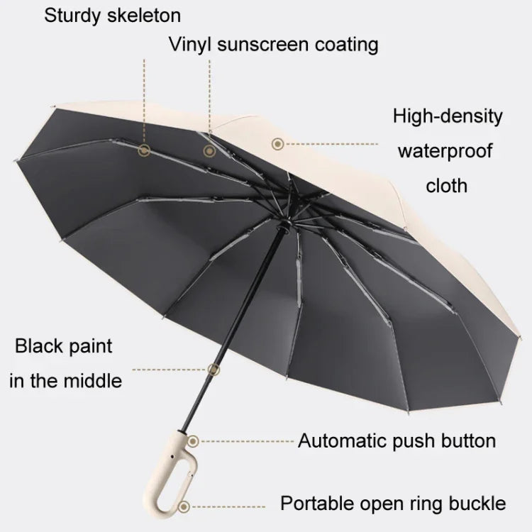 Guarda-chuva Dobrável Automático para Chuva ou Sol Unissexo, Sombrinha, Bege Forward 105cm, Azul Forward 105cm, Cinzento Forward 105cm, Bege Forward 125cm, Azul Forward 125cm, Cinzento Forward 125cm, Bege Reverse 105cm, Azul Reverse 105cm