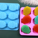 Molde de Silicone para Bolo com 6 Cavidades em Forma de Peixinho, Molde para Sabonete Artesanal, 6 Cavidades em Forma de Peixinho