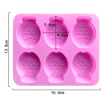 Molde de Silicone para Bolo com 6 Cavidades em Forma de Peixinho, Molde para Sabonete Artesanal, 6 Cavidades em Forma de Peixinho