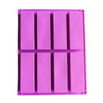 Molde Retangular de Silicone para Sabonete Artesanal com 8 Cavidades, Molde DIY para Aromaterapia, Azul Claro, Roxo, Rosa