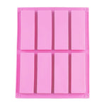 Molde Retangular de Silicone para Sabonete Artesanal com 8 Cavidades, Molde DIY para Aromaterapia, Azul Claro, Roxo, Rosa