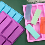 Molde Retangular de Silicone para Sabonete Artesanal com 8 Cavidades, Molde DIY para Aromaterapia, Azul Claro, Roxo, Rosa