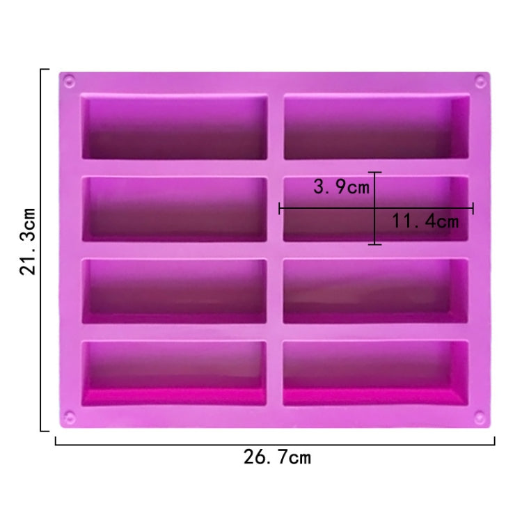 Molde Retangular de Silicone para Sabonete Artesanal com 8 Cavidades, Molde DIY para Aromaterapia, Azul Claro, Roxo, Rosa