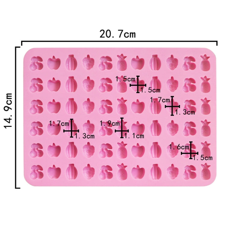 Molde de Silicone para Fudge com 66 Cavidades em Forma de Fruta, Mini Moldes para Doces, 66 Cavidades em Forma de Fruta
