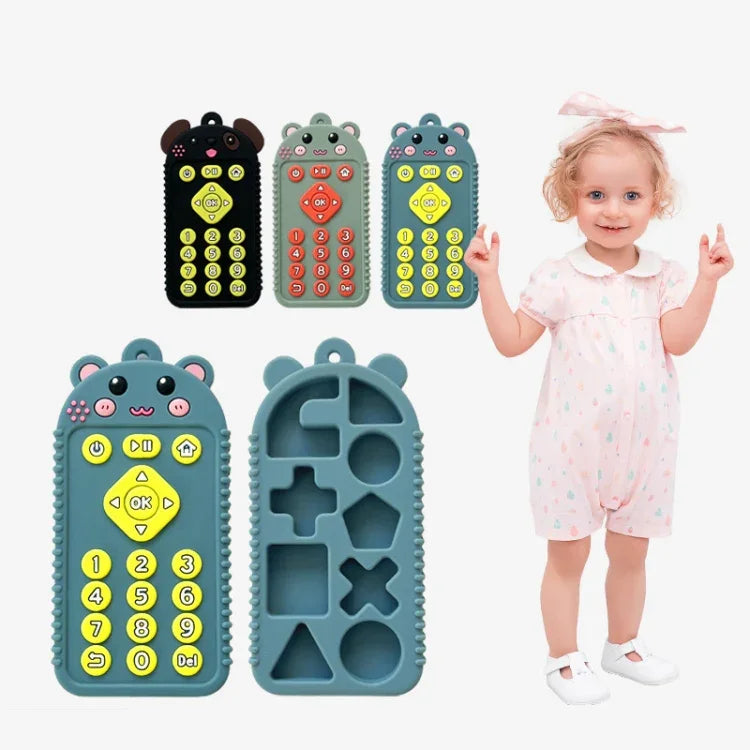 Brinquedos de Dentição para Bebé com Controlo Remoto em Silicone Mordedor para Recém-nascidos, Crianças Pequenas e Bebés, Cão Preto, Cão Azul, Cão Verde, Coelho Preto, Coelho Azul, Coelho Verde, Urso Preto, Urso Azul, Urso Verde