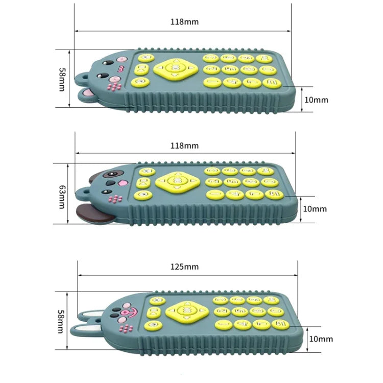 Brinquedos de Dentição para Bebé com Controlo Remoto em Silicone Mordedor para Recém-nascidos, Crianças Pequenas e Bebés, Cão Preto, Cão Azul, Cão Verde, Coelho Preto, Coelho Azul, Coelho Verde, Urso Preto, Urso Azul, Urso Verde