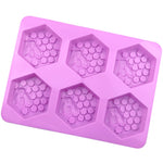 Molde de Silicone para Bolo com 6 Cavidades em Forma de Colmeia, Molde para Sabonete Aromático Artesanal, 6 Cavidades em Forma de Colmeia
