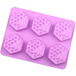 Molde de Silicone para Bolo com 6 Cavidades em Forma de Colmeia, Molde para Sabonete Aromático Artesanal, 6 Cavidades em Forma de Colmeia