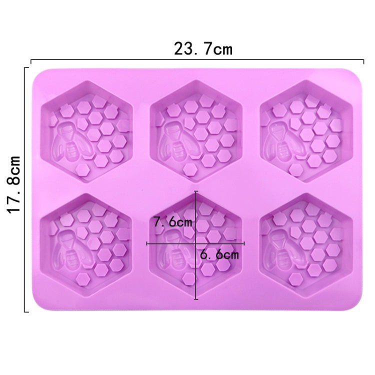 Molde de Silicone para Bolo com 6 Cavidades em Forma de Colmeia, Molde para Sabonete Aromático Artesanal, 6 Cavidades em Forma de Colmeia