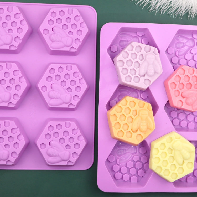 Molde de Silicone para Bolo com 6 Cavidades em Forma de Colmeia, Molde para Sabonete Aromático Artesanal, 6 Cavidades em Forma de Colmeia