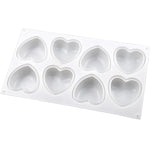 Molde de Silicone para Chocolate em Forma de Coração com 8 Cavidades, Molde para Sabonete Aromático Artesanal, 8 Cavidades em Forma de Coração