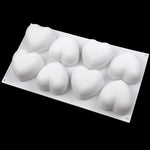 Molde de Silicone para Chocolate em Forma de Coração com 8 Cavidades, Molde para Sabonete Aromático Artesanal, 8 Cavidades em Forma de Coração