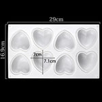 Molde de Silicone para Chocolate em Forma de Coração com 8 Cavidades, Molde para Sabonete Aromático Artesanal, 8 Cavidades em Forma de Coração