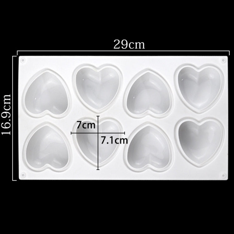Molde de Silicone para Chocolate em Forma de Coração com 8 Cavidades, Molde para Sabonete Aromático Artesanal, 8 Cavidades em Forma de Coração