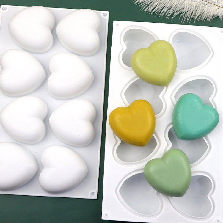 Molde de Silicone para Chocolate em Forma de Coração com 8 Cavidades, Molde para Sabonete Aromático Artesanal, 8 Cavidades em Forma de Coração