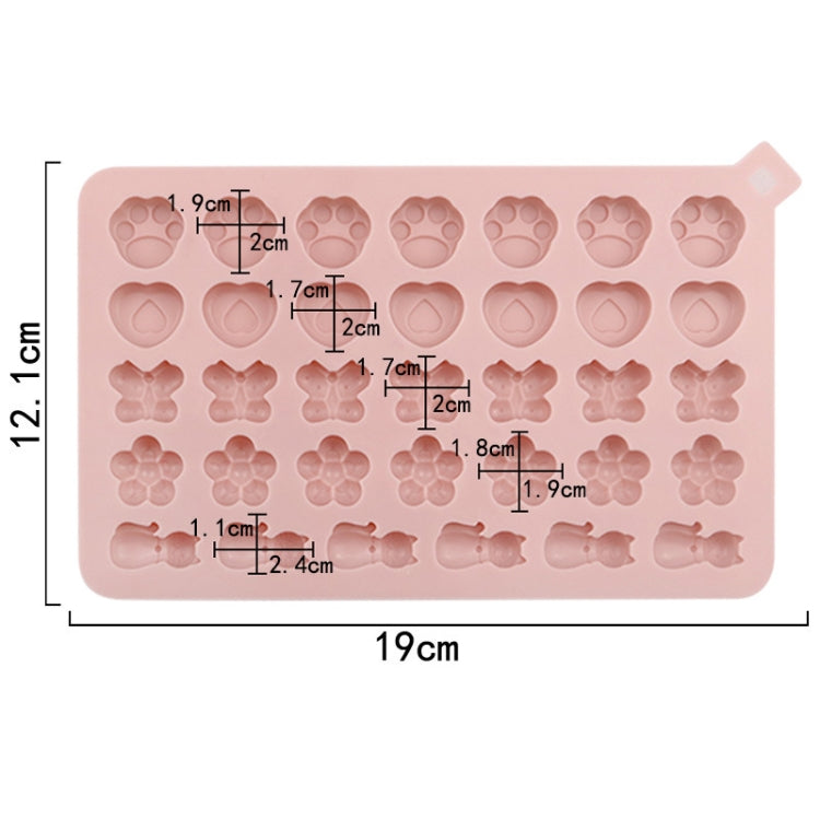 Molde de Silicone para Decoração de Bolachas e Doces com 34 Cavidades Gatos, Borboletas e Flores, 34 Cavidades Gatos Borboletas Flores