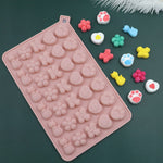 Molde de Silicone para Decoração de Bolachas e Doces com 34 Cavidades Gatos, Borboletas e Flores, 34 Cavidades Gatos Borboletas Flores
