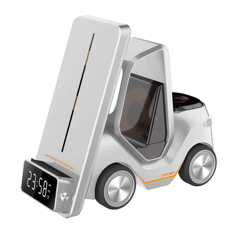 Relógio de Mesa em Forma de Carro T20 5 em 1 com Carregador Sem Fios e Luz Ambiente, Branco, Cinzento, Amarelo, Laranja