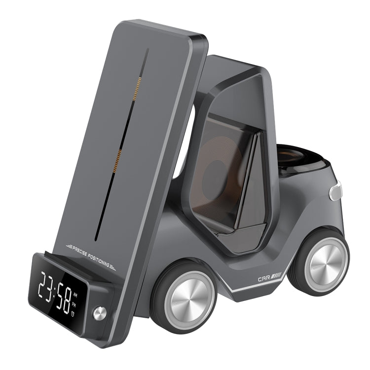 Relógio de Mesa em Forma de Carro T20 5 em 1 com Carregador Sem Fios e Luz Ambiente, Branco, Cinzento, Amarelo, Laranja