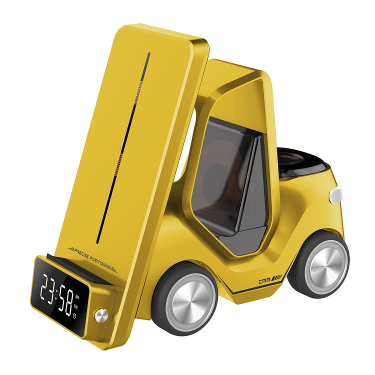 Relógio de Mesa em Forma de Carro T20 5 em 1 com Carregador Sem Fios e Luz Ambiente, Branco, Cinzento, Amarelo, Laranja