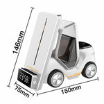Relógio de Mesa em Forma de Carro T20 5 em 1 com Carregador Sem Fios e Luz Ambiente, Branco, Cinzento, Amarelo, Laranja