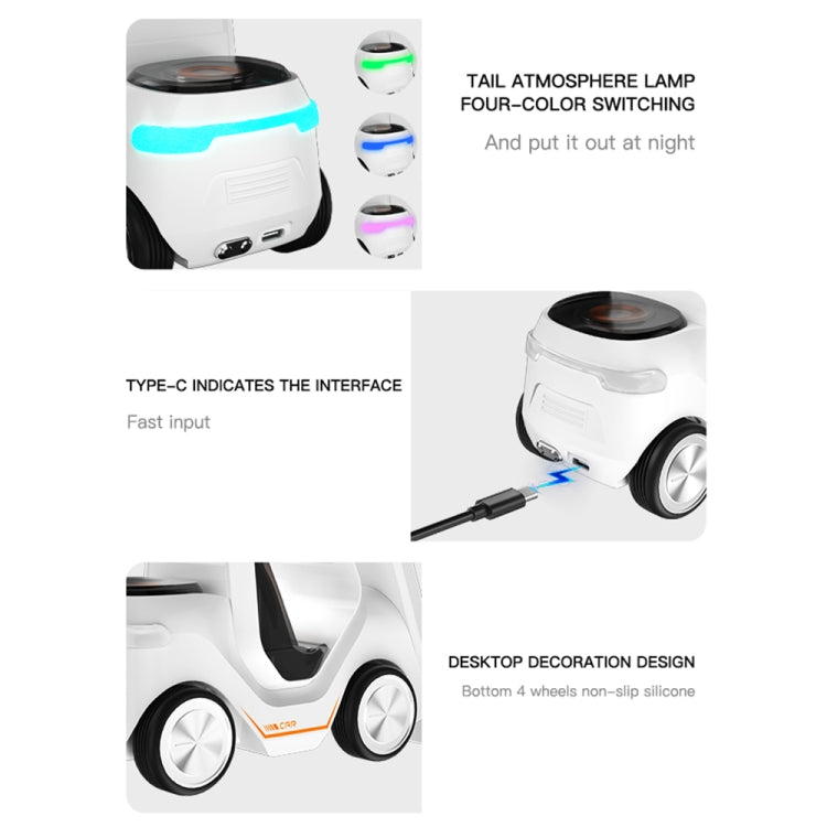 Relógio de Mesa em Forma de Carro T20 5 em 1 com Carregador Sem Fios e Luz Ambiente, Branco, Cinzento, Amarelo, Laranja