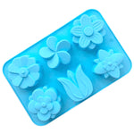 Molde de Silicone para Bolo com 6 Cavidades Flores, Molde de Sabão Artesanal DIY, 6 Cavidades Flores