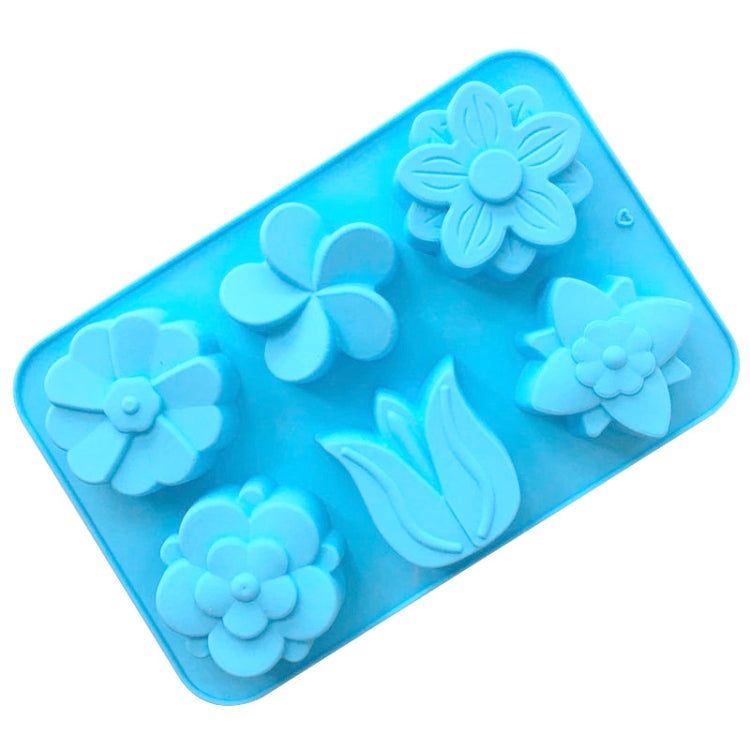 Molde de Silicone para Bolo com 6 Cavidades Flores, Molde de Sabão Artesanal DIY, 6 Cavidades Flores