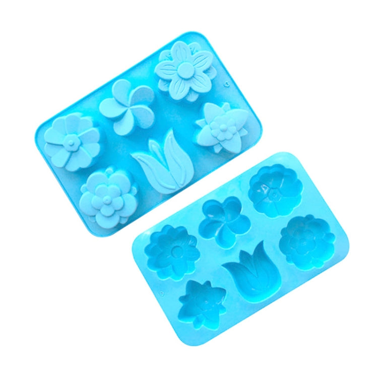 Molde de Silicone para Bolo com 6 Cavidades Flores, Molde de Sabão Artesanal DIY, 6 Cavidades Flores