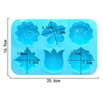 Molde de Silicone para Bolo com 6 Cavidades Flores, Molde de Sabão Artesanal DIY, 6 Cavidades Flores