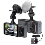 Câmara de Tablier para Carro WiFi com 3 Lentes, Ecrã IPS de 3 Polegadas, Câmara de Tablier 1080P com Visão Noturna para Carros, 32G, 64G