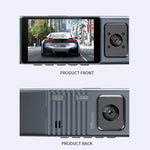Câmara de Tablier para Carro WiFi com 3 Lentes, Ecrã IPS de 3 Polegadas, Câmara de Tablier 1080P com Visão Noturna para Carros, 32G, 64G