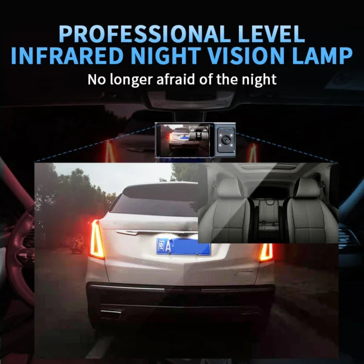 Câmara de Tablier para Carro WiFi com 3 Lentes, Ecrã IPS de 3 Polegadas, Câmara de Tablier 1080P com Visão Noturna para Carros, 32G, 64G
