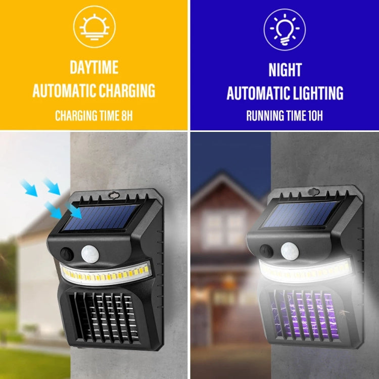 Luz Solar de Parede LED E-SMARTER W792 com Luz Roxa, Função de Controlo de Mosquitos, Sensor Inteligente Humano, Lâmpada de Jardim Exterior, Luz Branca, Luz Branca+Luz Amarela