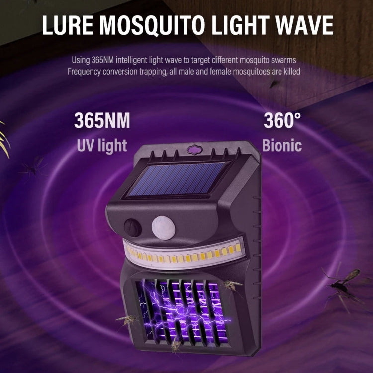Luz Solar de Parede LED E-SMARTER W792 com Luz Roxa, Função de Controlo de Mosquitos, Sensor Inteligente Humano, Lâmpada de Jardim Exterior, Luz Branca, Luz Branca+Luz Amarela