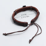 Pulseira Personalizada Vintage de Couro Trançado, Pulseira Simples Ajustável com Cruz de Puxar