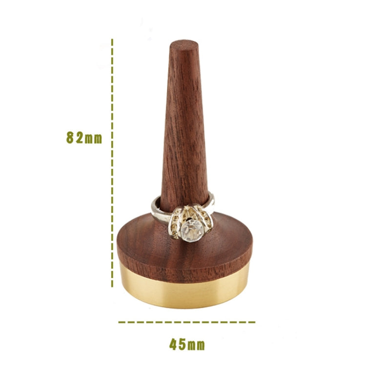 Suporte para Anéis em Madeira de Nogal Preto com Base de Latão para Joias, Suporte para Anéis