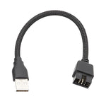 Cabo Adaptador USB-A Macho para 9 Pinos Integrado na Placa-Mãe com Dados RGB para Porta Externa U, USB-A Macho para 9 Pinos